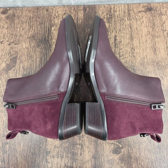 Coach Carmen Booties 6 Wine Red Suede Leather 2 Tone Designer Ankle Zip Classic - Picture 10 of 14